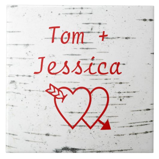 ハートトランク上の2つの樺の木 タイル (正面)