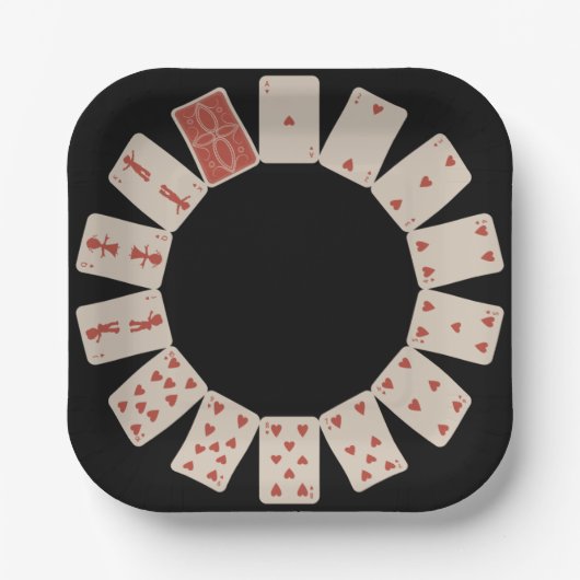 ハートトランプ円 ペーパープレート (正面)