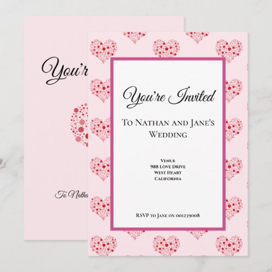 ハートドット 招待状 (正面/裏面)