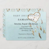 ハートドリームキャッチャー赤ちゃんシャワー 招待状 (正面/裏面)