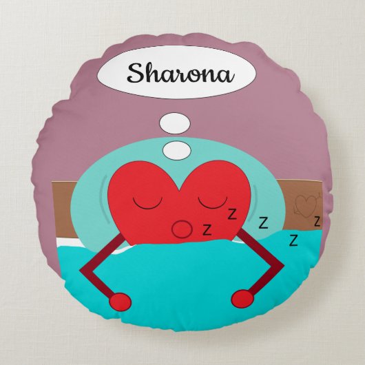 ハートドリームパープルとグリーン ラウンドクッション (正面)