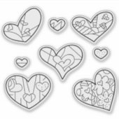 ハートドードルカスタムズカットのビニール着色ステッカー シール (正面)