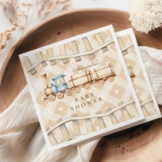 ハートニュートラルウォーター列車赤ちゃんシャワー スタンダードカクテルナプキン