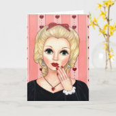 ハートネックレスガールブロンド頭花瓶ラシティブリップ カード (黄色い花)