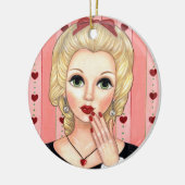 ハートネックレスガールブロンド頭花瓶ラシティブリップ セラミックオーナメント (左)