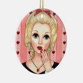 ハートネックレスガールブロンド頭花瓶ラシティブリップ セラミックオーナメント (右)