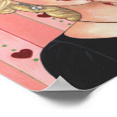 ハートネックレスガールブロンド頭花瓶ラシティブリップ ポスター (角)