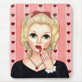 ハートネックレスガールブロンド頭花瓶ラシティブリップ マウスパッド