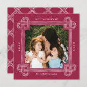 ハートノットフレームバレンタインデーカード – プラム シーズンカード (正面/裏面)