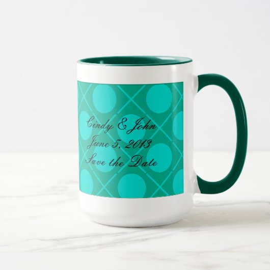 ハートハグ&キスXOXOフォトマググリーンカスタマイズ マグカップ (右)