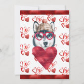 ハートハスキー犬の恋人バレンタインギフト シーズンカード (正面)