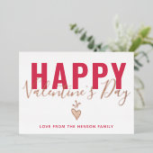ハートハッピーバレンタインデースクリプトフォイル 箔シーズンカード (立ち正面)