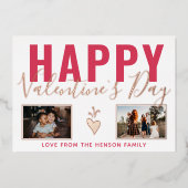 ハートハッピーバレンタインデースクリプト2フォトコラージュ 箔シーズンカード (正面)