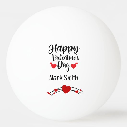 ハートハッピーバレンタイン;選手の恋人のための日 卓球ボール (正面)