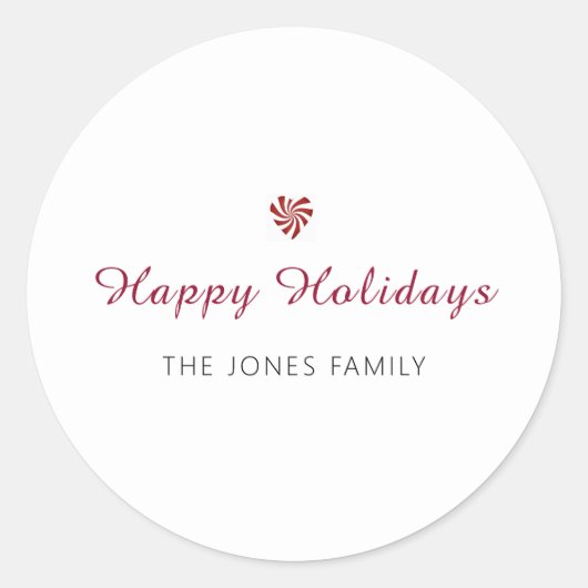 ハートハッピーホリデーズクリスマス ラウンドシール (正面)