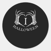 ハートハロウィーンのスケルトン手のコスチューム男性の女性キ ラウンドシール (正面)