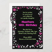 ハートハロウィーンハッピーバースデーパーティの招待状 招待状 (正面/裏面)