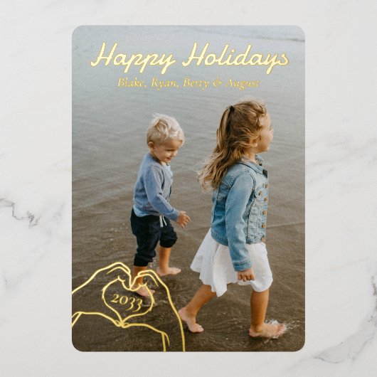 ハートハンカスタムズ写真3垂直金ゴールド 箔シーズンカード (正面)