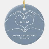 ハートハンズカップル婚約新婚 セラミックオーナメント (裏面)