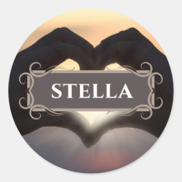 ハートハンズネームラベルシール ラウンドシール