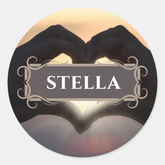 ハートハンズネームラベルシール ラウンドシール (正面)