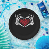 ハートハンドスケルトン ペーパープレート (パーティー)