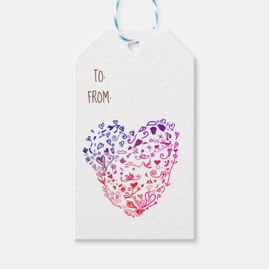 ハートハートスケッチカスタムギフトラベル ギフトタグ (正面)