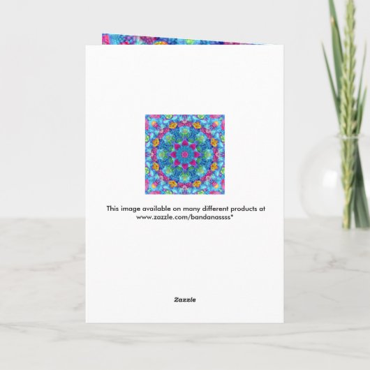 ハートバイオレットおよびブルーヴィンテージフラクタル万華鏡のように千変万化するパターン カード (裏面)