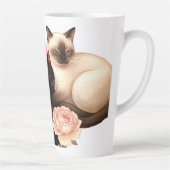 ハートバウンド: シャム猫と黒猫の花束 カフェラテマグ (右)