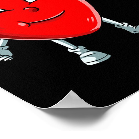 ハートバスケットボール選手バレンタインデーかわいいスポーツ ポスター (角)