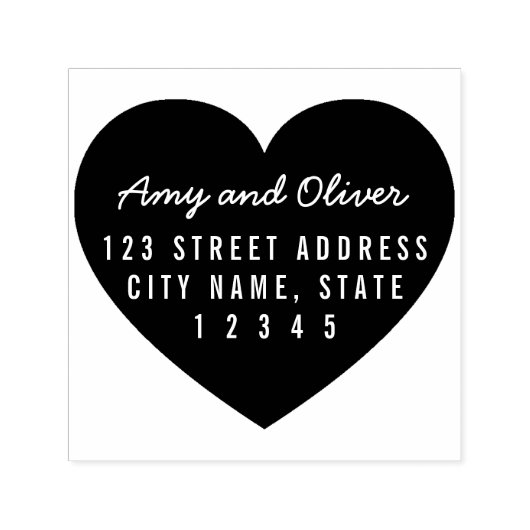 ハートバックグラウンドカップル名差出人住所 セルフインキングスタンプ (デザイン)
