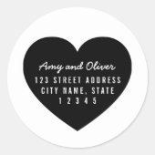 ハートバックグラウンドカップル名差出人住所 ラウンドシール (正面)