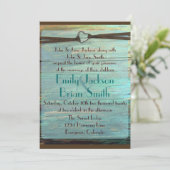 ハートバック素朴ルターコイズウッド結婚式の招待 招待状 (スタンド正面)