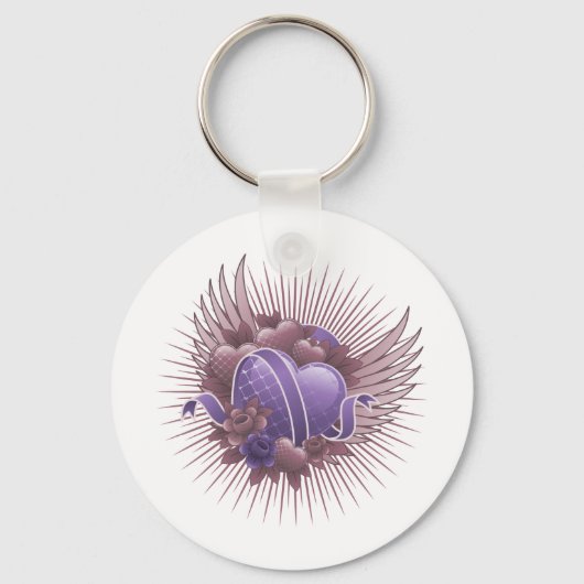 ハートバラと翼 キーホルダー (正面)