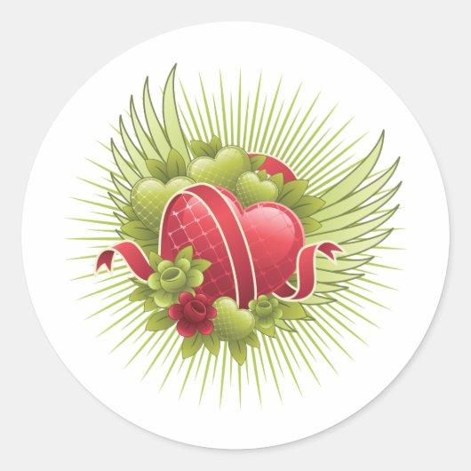 ハートバラと翼 ラウンドシール (正面)