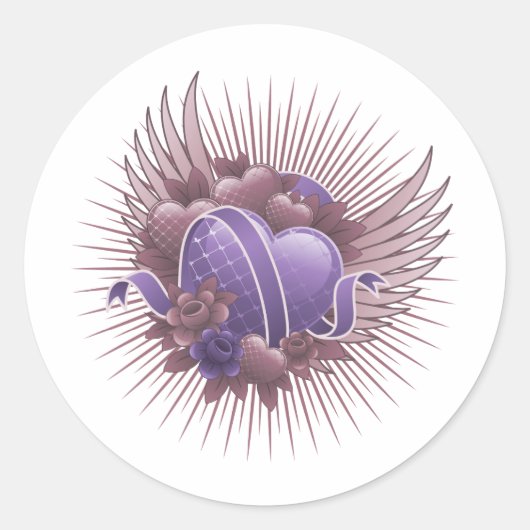 ハートバラと翼 ラウンドシール (正面)