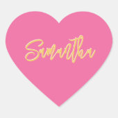 ハートバルミツワーモダンピかわいらしンク金ゴールドスクリプト ハートシール (正面)