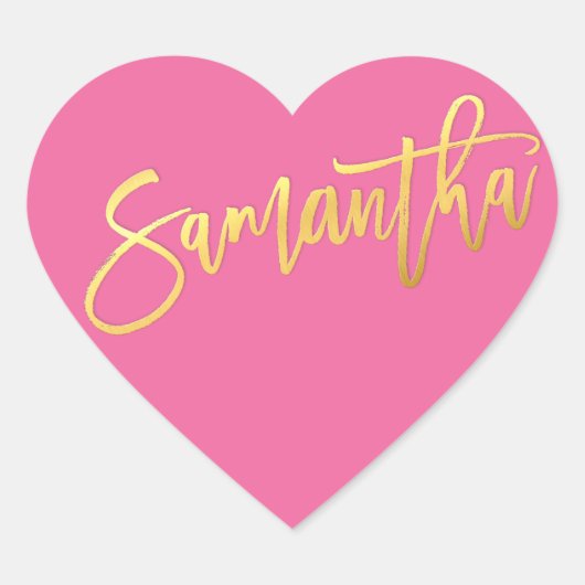 ハートバルミツワーモダンピンク金ゴールドスクリプトSAMANTHA ハートシール (正面)