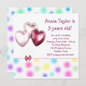 ハートバルーズピンクガールズ5thバースデーパーティー 招待状 (正面/裏面)
