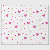 ハートバルーンとクラウン。 ラッピングペーパー (フラット)