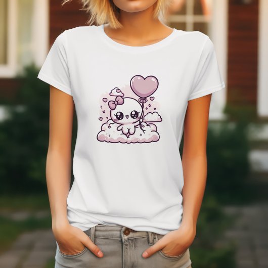 ハートバルーンのかわいい女の子 Tシャツ