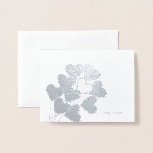 ハートバルーンひな形 箔カード (封筒付き正面)