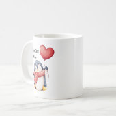 ハートバルーンを持ったペンギンの名入れマグ コーヒーマグカップ (正面左)