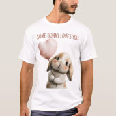 ハートバルーンを持つあなたを愛するうさぎ Tシャツ (正面)