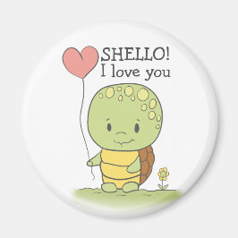 ハートバルーンを持つリクガメ Shello I Love You マグネット