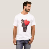 ハートバルーンを持つ臆病なゴリラ Tシャツ (正面フル)