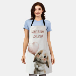 ハートバルーンを持つSome Bunny Loves You エプロン