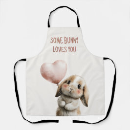 ハートバルーンを持つSome Bunny Loves You エプロン
