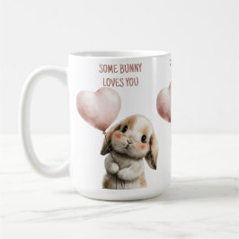 ハートバルーンを持つSome Bunny Loves You コーヒーマグカップ