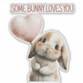 ハートバルーンを持つSome Bunny Loves You シール (正面)